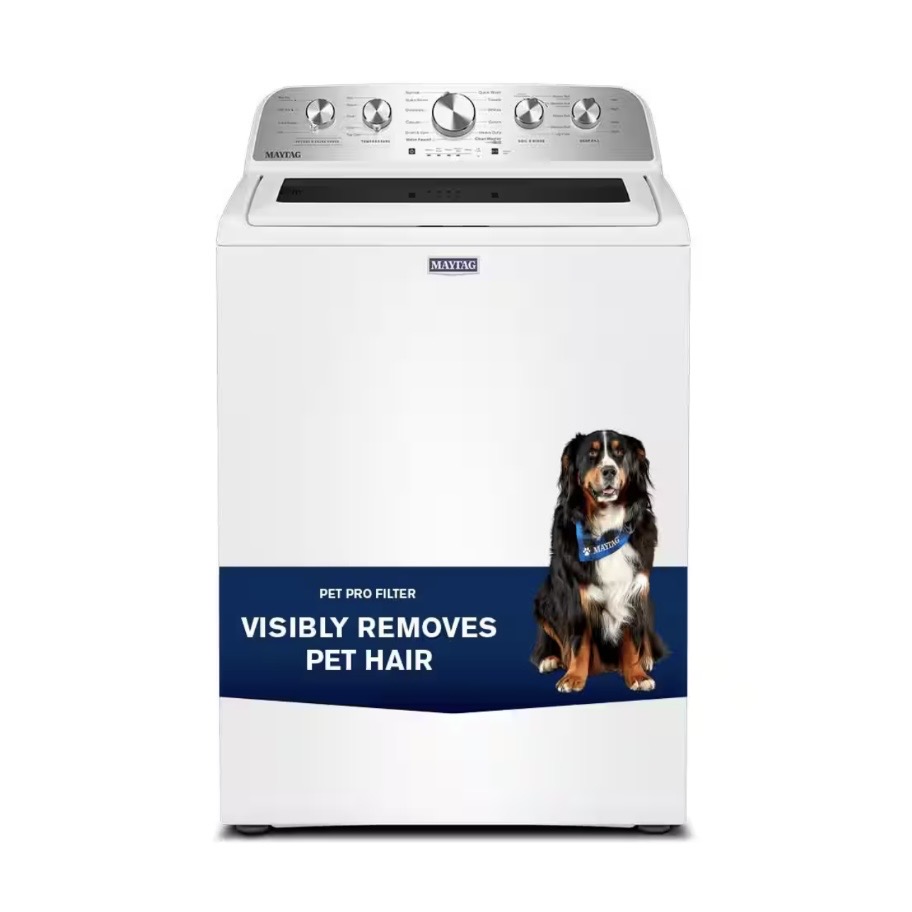 Maytag 4.7 cu. ft. Top Load Washer in White with Agitator, Pet Pro Option and Extra Power